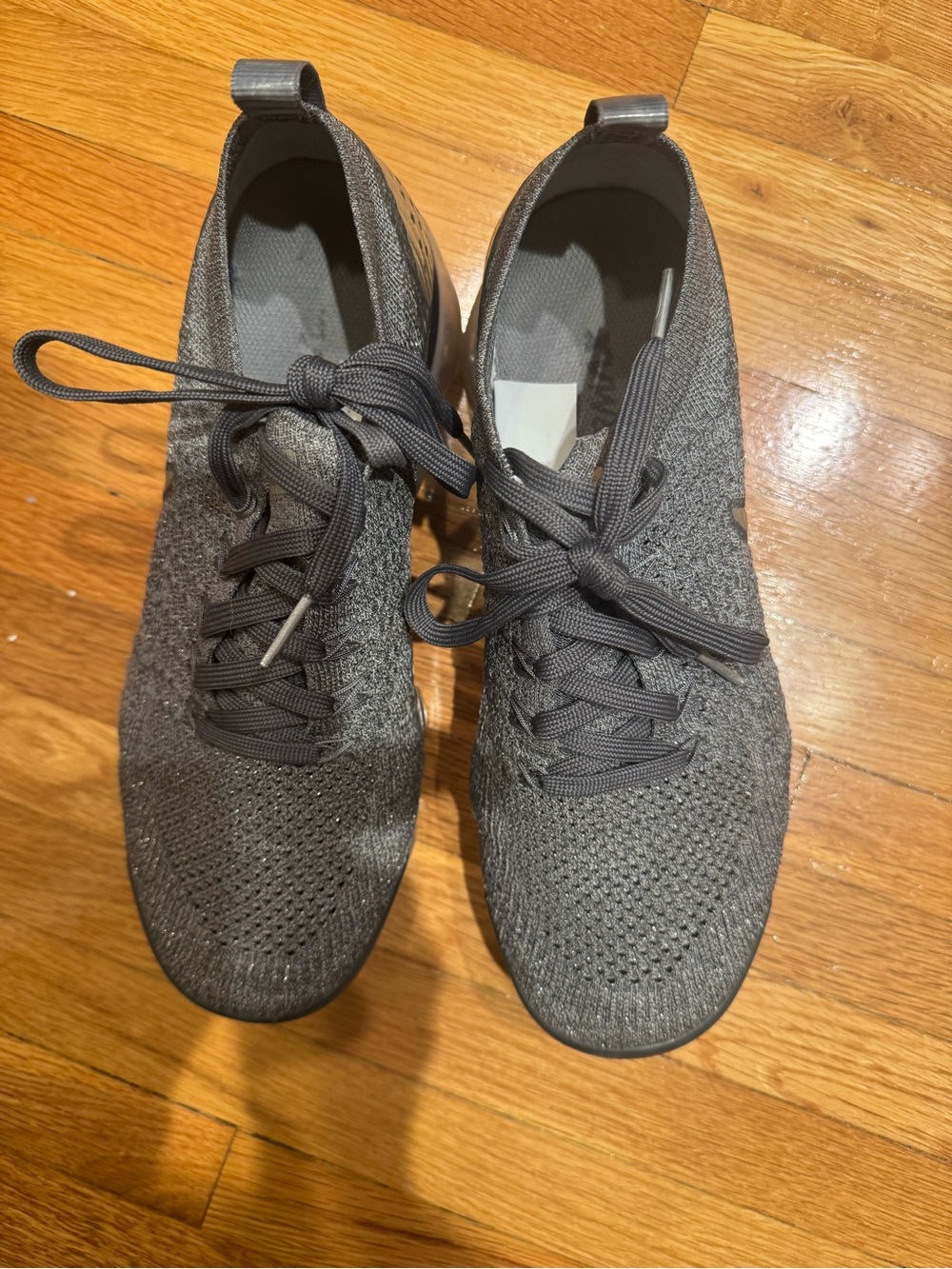 Nike vapormax Dark Gray Knit Lace-Up Running Shoes